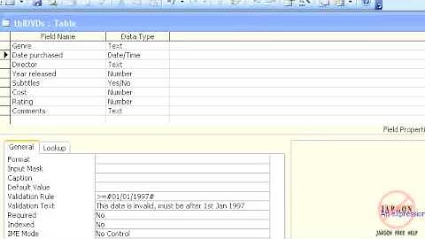 Access: Validation Rules in Tables