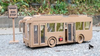 How to make Toy Bus(Folding Door)  Amazing Cardboard Car