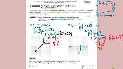 Algebra 2 Lesson 10-1 Inverses of Quadratics & Cubics Functions" "