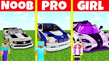 Minecraft Battle: NOOB vs PRO vs GIRL: SPORT CAR BUILD HOUSE CHALLENGE / Minecraft Animation