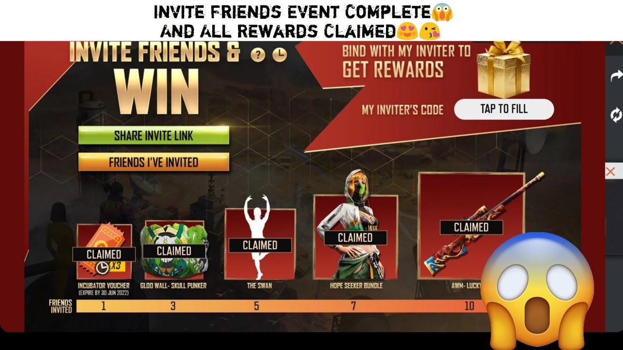 Free Fire🔥Max Invite Friends Event Complete😱किया आप का कंप्लीट होगया🤔 