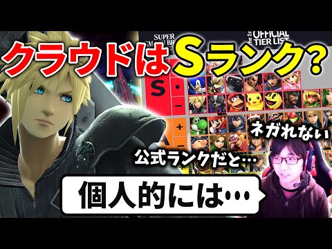 What is Masashi's character ranking for Cloud? [Super Smash Bros. Ultimate]