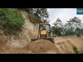 Narrow Hilly Road-Backhoe Loader- Leveling and Cutting the Hill Road
