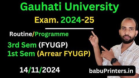GU FYUGP 3rd Sem and 1st Sem Arrear Exam Routine or Programme 2024-25