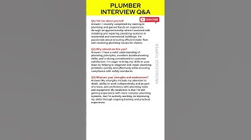 Plumber Interview Questions and Answers | Plumber Job Interview Questions and Answers