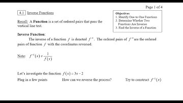 4.1 Inverse Functions