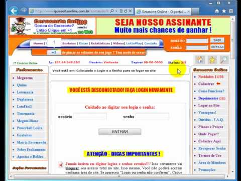 Gerasorte Online - Desconectar da Pagina