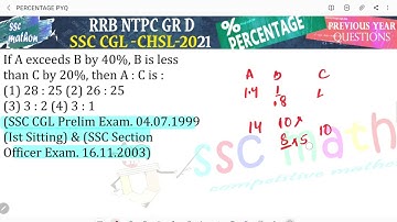 If A exceeds B by 40%, B is less than C by 20%, then A : C is :