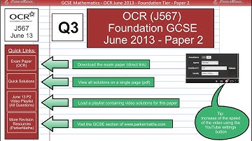GCSE Mathematics - OCR June 2013 (J567) - Paper 2 (Foundation) Q3