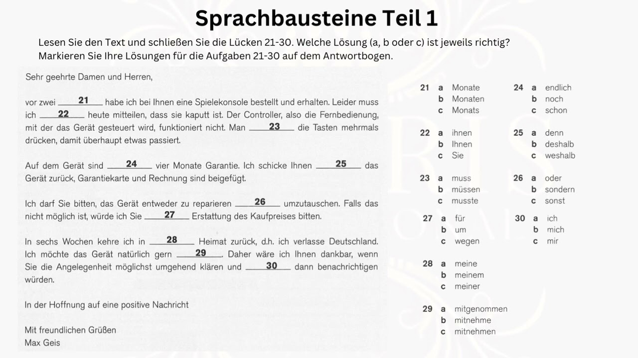 Sprachbausteine No 11 | TelcB1 | B1 | Prüfung | Telc #telcb1prüfung #telcb1lesen #deutsch