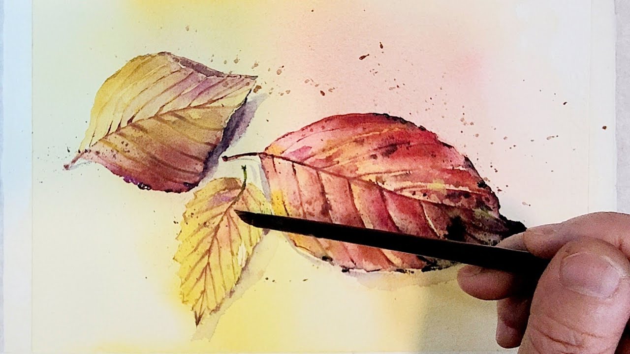 처음 수채화,가을낙엽 수채화 #Watercolor Autumn Leaves# #Watercolor Tutoliar For  Beginners# - Youtube