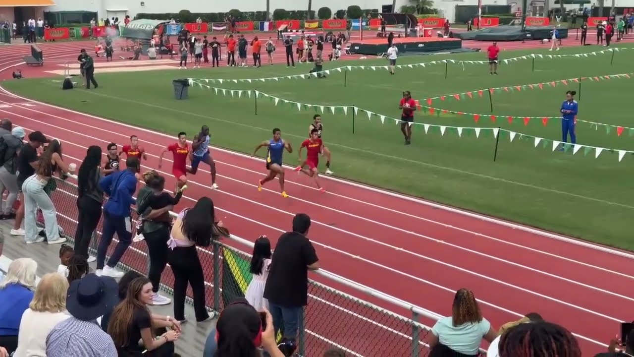 Men's 100m Heat 1 - SANI BROWN 10.02 XIE 10.06 CHEN 10.11PB | 2024 Hurricane Collegiate Invitational