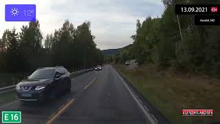 Driving Through Innlandet Fylkes (Norway) From Bagn To Fagernes (Norway) 13.09.2021 Timelapse X4