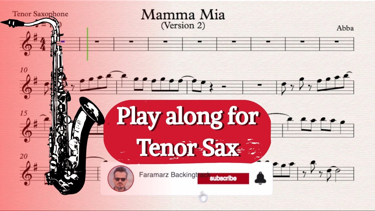 Mama Mia (V2) - Abba | Play along for Tenor Saxophone - YouTube