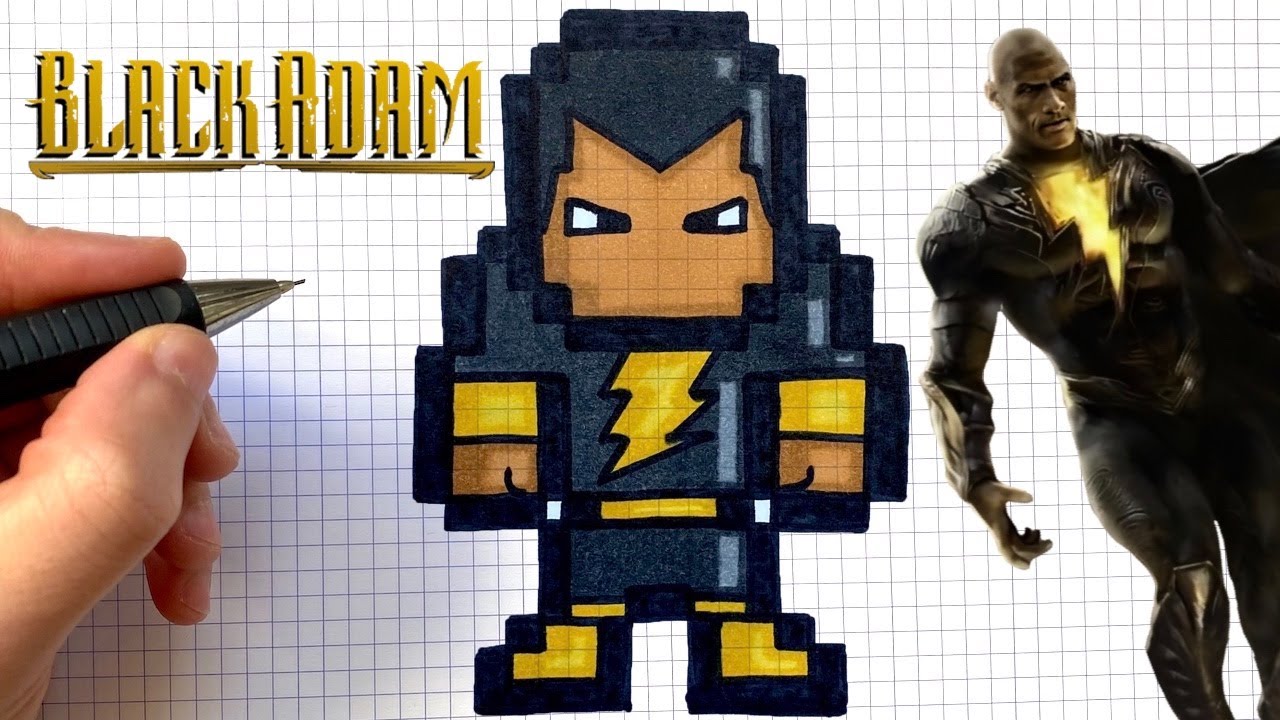 TUTO DESSIN BLACK ADAM PIXEL ART DC COMIC - YouTube