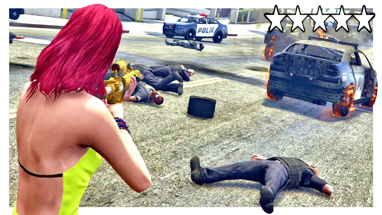 GTA 5 FIVE STAR COP BATTLE + POLICE CHASE + Wanted Level Escape - Los ...