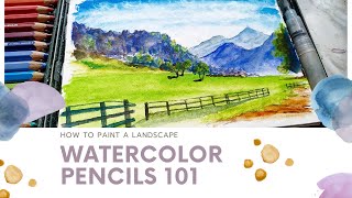 Watercolor pencils landscape step by step