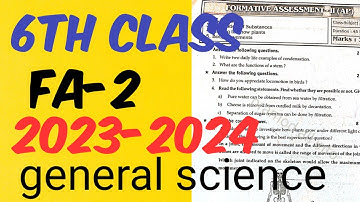 6th class FA-2(2023-2024) general Science most important question paper 💯👍✍️