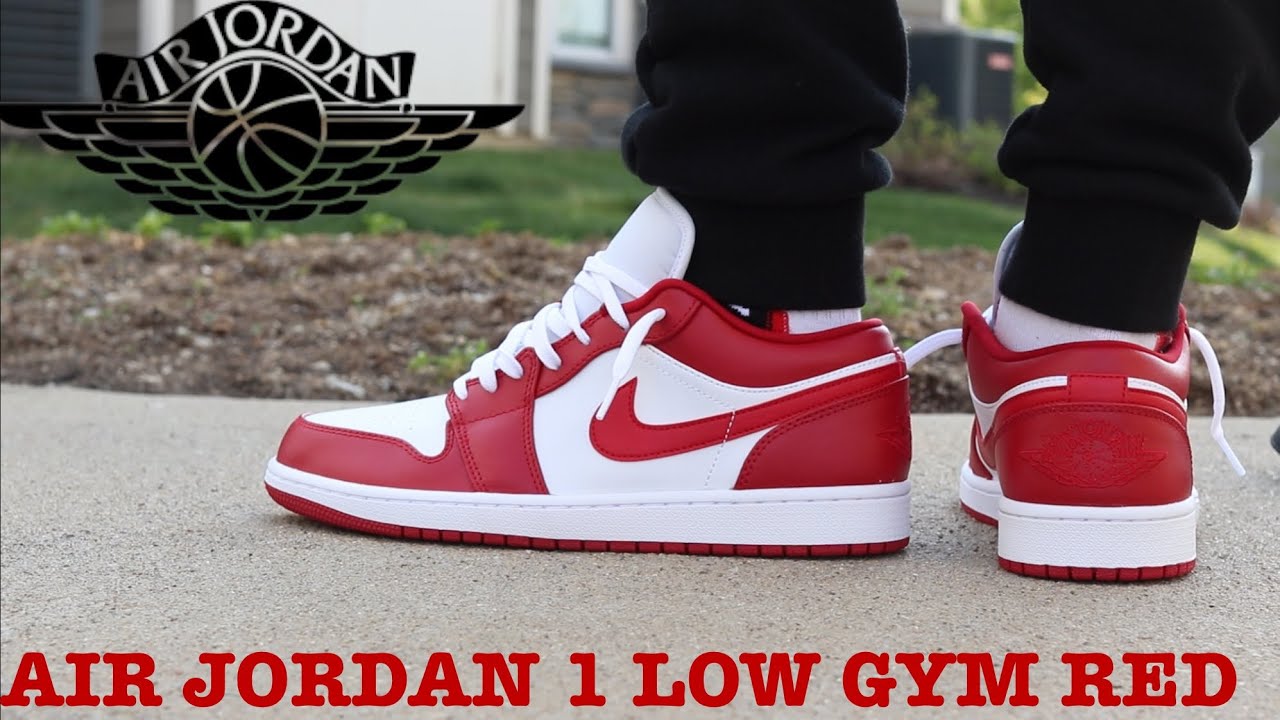 red and white low top jordans