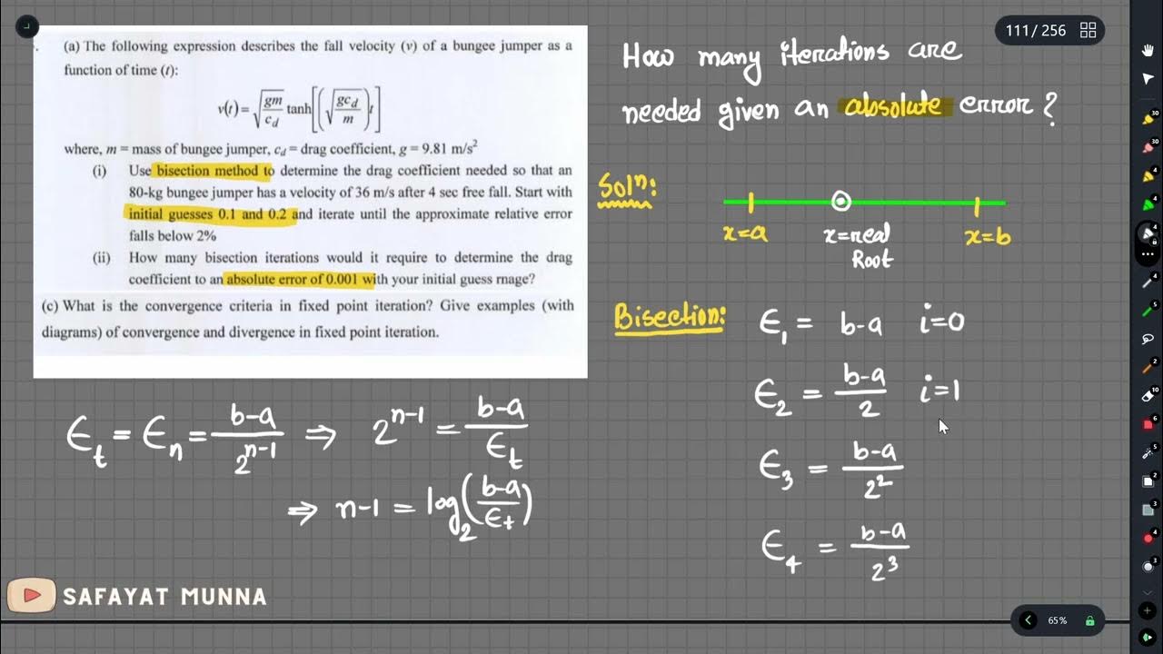 2 number of iterations in bisection method error analysis safayat