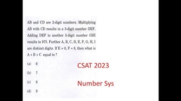 CSAT 2023 IAS prelims/AB and CD are 2-digit numbers. Multiplying AB with CD results in a 3-digit