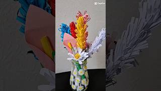 A bright and beautiful handmade paper flower bouquet💐#shortvideo #handmadeart#DIYdecor#flowers