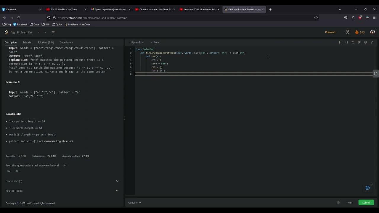 Leetcode 890 find and replace pattern youtube
