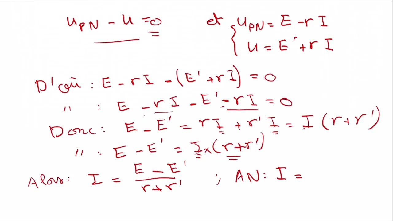 حل التمرين2: درس التصرف العام لدارة كهربائية (1 باك علوم)