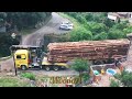 Extreme dangerous monster logging wood truck driving skill fastest climbing truck heavy equipment