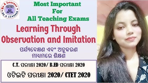 Learning Through Observation and Imitation। Child Development and Pedagogy। CT/ B.Ed/OTET/ CTET 2020