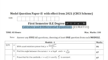 Discussion on Calculus and Differential Equations Model Question Paper 2 | Subject code 21MAT11