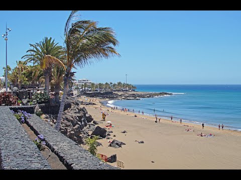 Puerto del Carmen LANZAROTE Aussicht auf Stein Küste & Playa Grande HD