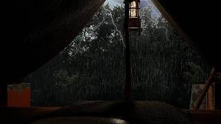Cozy Tent Rainstorm with Thunder Sound 🌧️💤 Forest Rain Sounds for Sleeping and Relax 4 Hours
