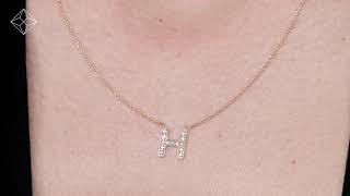 Diamond Encrusted Initial 'H' Necklace Pave Set in 9K Rose Gold - JT-K