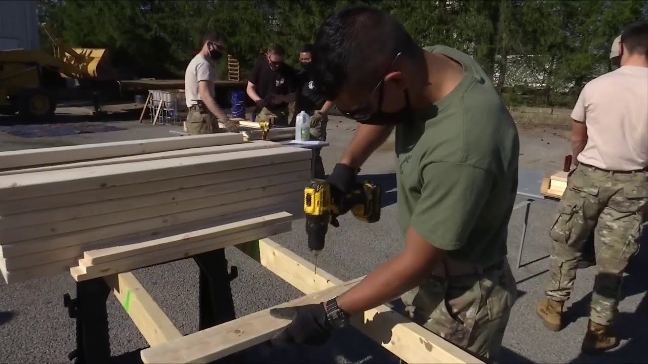 Virginia Tech Corps of Cadets helps build beds for kids