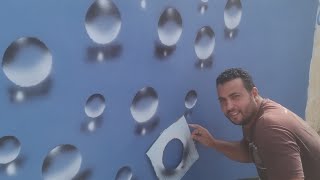 بقطعه كرتون اصنع بنفسك كرات الماء المجسمه  Wall painting bubbles   & Bolhas de água