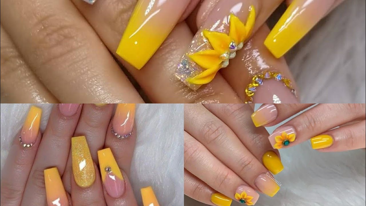 UÑAS #ACRÍLICAS EN COLOR AMARILLO, DECORADOS EN AMARILLO( IDEAS DE UÑAS  ACRÍLICAS ) - thptnganamst.edu.vn