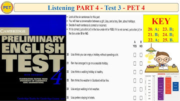 PET 4 Listening Part 4 Test 3 (Transcript + Key)