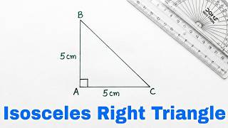 Draw an isosceles #right-triangle with two side measuring 5 cm using a #protractor