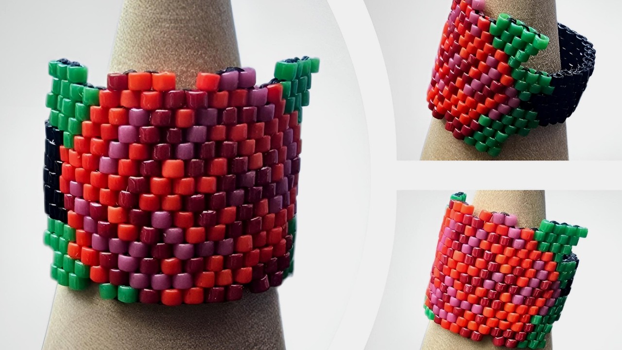 🌹 Red Rose Beaded Ring Live | Peyote & Brick Stitch Ring Tutorial | Miyuki Delica Beads