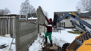 Разбираем забор с помощью погрузчика! Ремонт остановлен! Наша ферма! Жизнь простых людей в деревне!