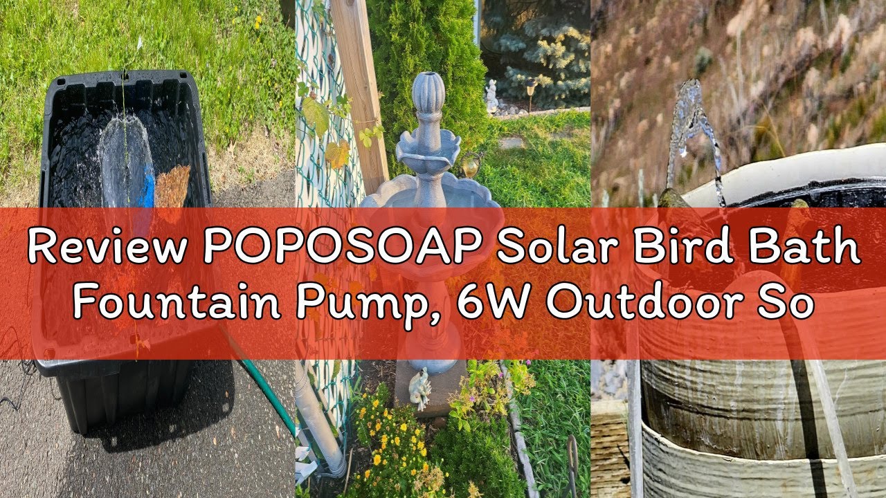 POPOSOAP 6W Solar Bird Bath Fountain Pump – Submersible/Floatable, DIY Tubing & 5 Nozzles, 360° Adjustable Bracket, Filter Protection