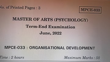 MPCE-033 Organizational Development Question Paper 2022 MA Psychology IGNOU University