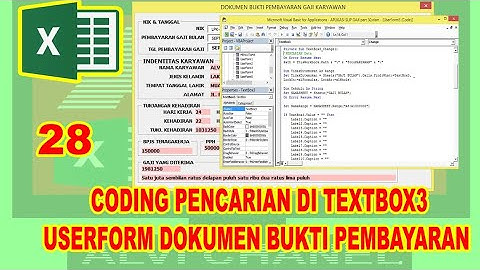 28 Aplikasi Slip Gaji VBA Excel - Coding Pencarian di Textbox3 Userform Dokumen Bukti Pembayaran