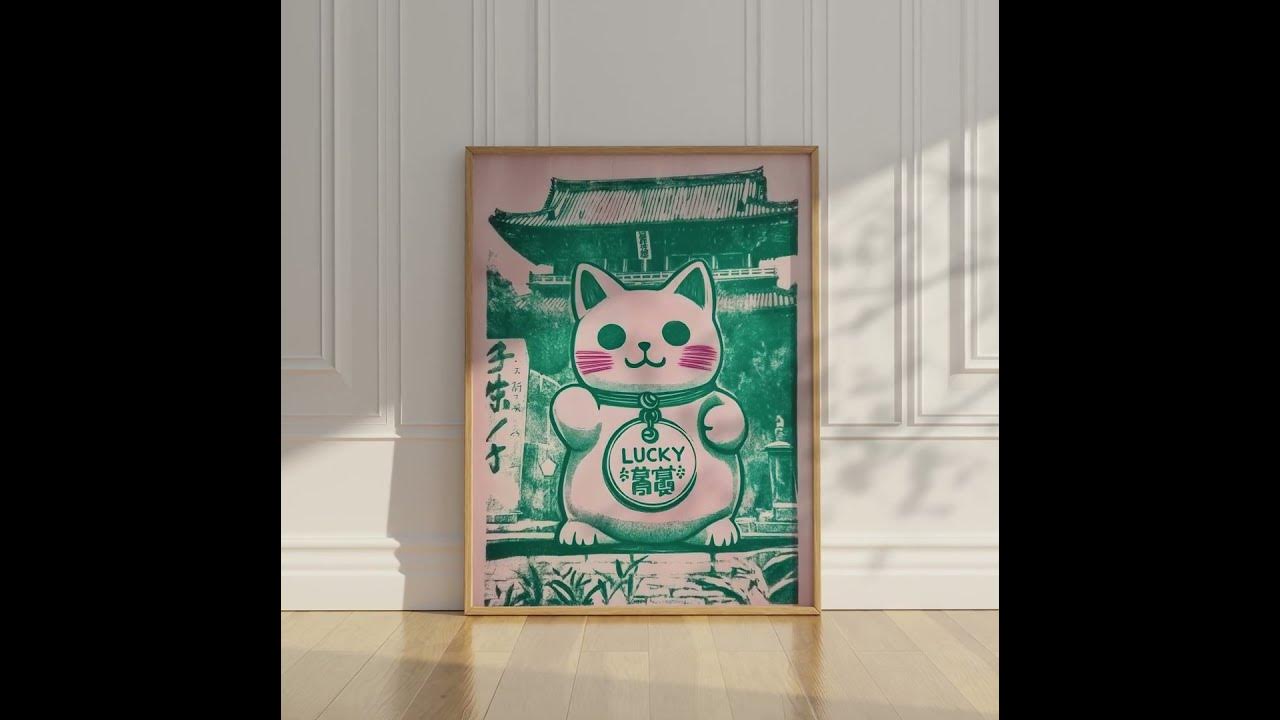 Good Luck Gift Ideas for Friends Maneki Neko Wall Art Japanese Lucky Cat #ManekiNeko #GoodLuckGift