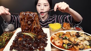 SUB)Extra Large Jajangmyeon with Fancy Abalone Dish Mukbang! Chinese Food Asmr