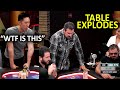 The table goes bonkers after witnessing disgusting hand