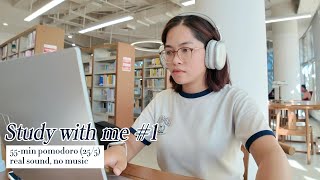 Details 📚 1-HOUR STUDY WITH ME IN LIBRARY | 💻 Real sound, No music | Pomodoro 25/5 Update