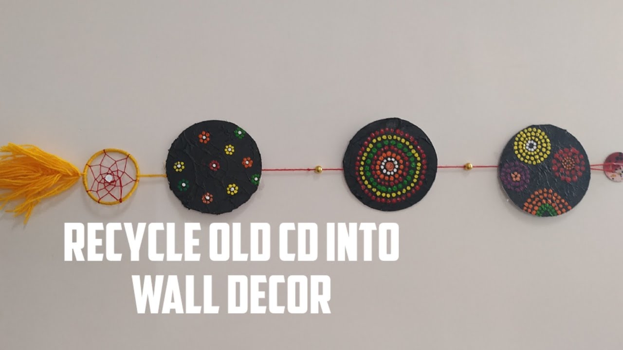 DIY Old cd wall decor Wall decoration ideas Unique wall decor