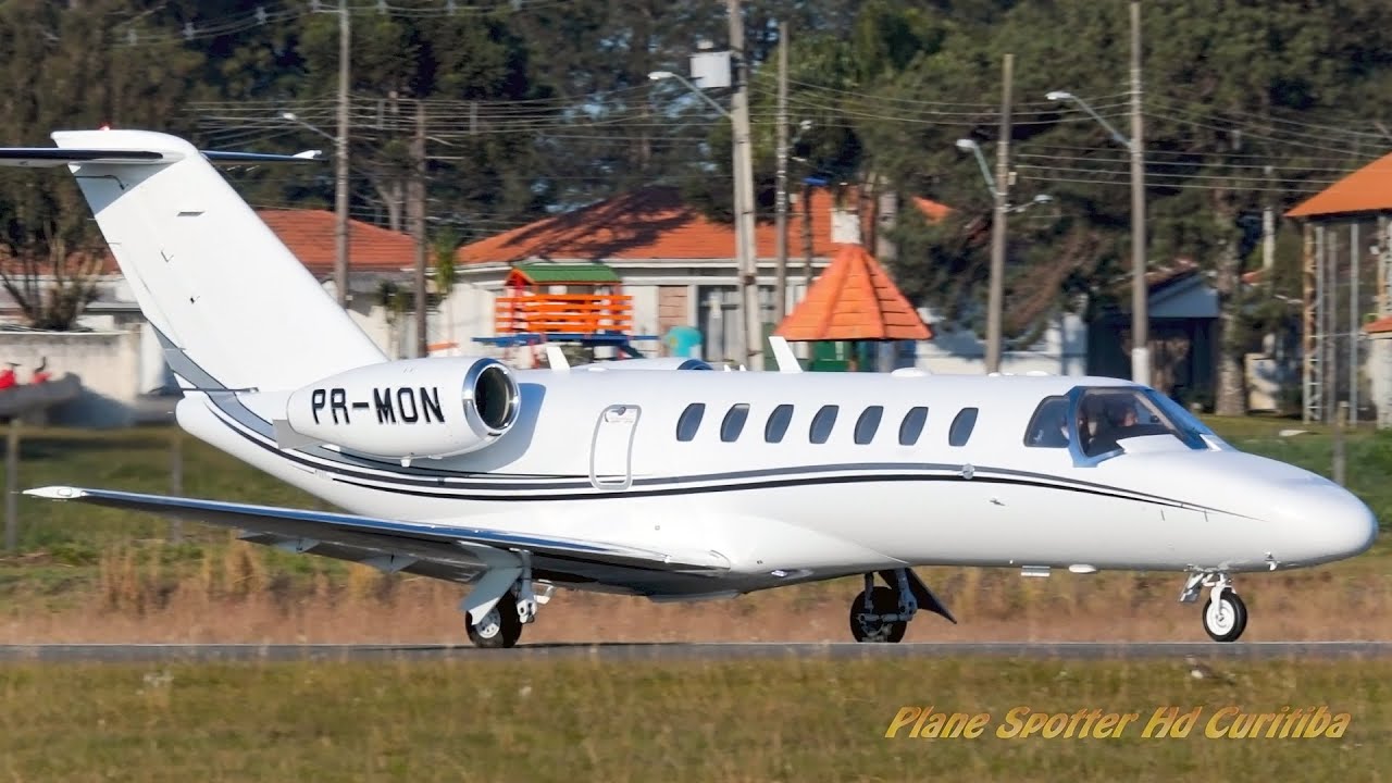 Linda e sonora decolagem do Cessna 525B CitationJet CJ3 (PR-MON)   Aeroporto do Bacacheri (SBBI)